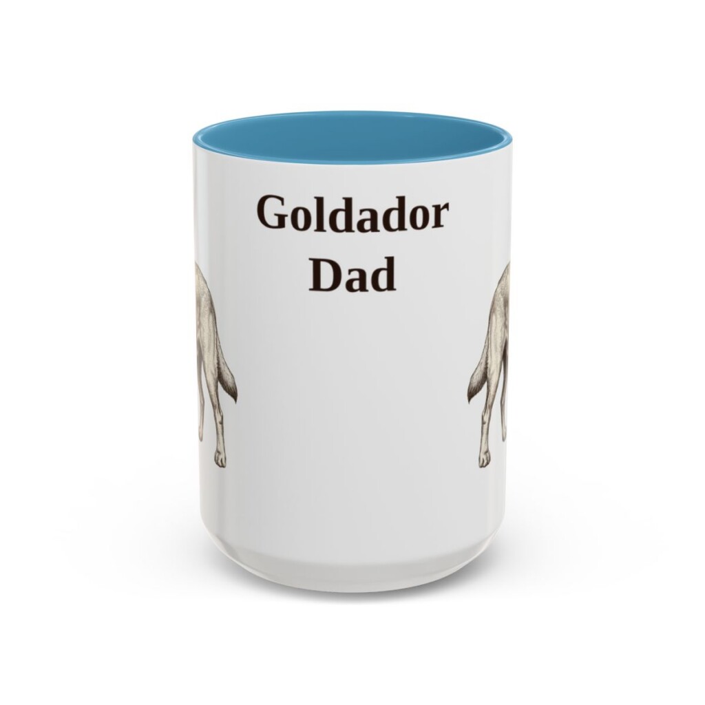 15oz Goldador Dog Dad Mug, Light Blue, front view