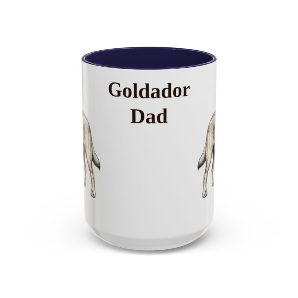 15oz Goldador Dog Dad Mug, Navy, front view