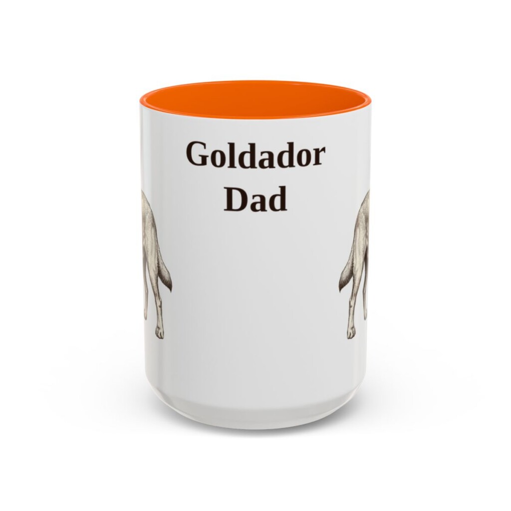 15oz Goldador Dog Dad Mug, Orange, front view