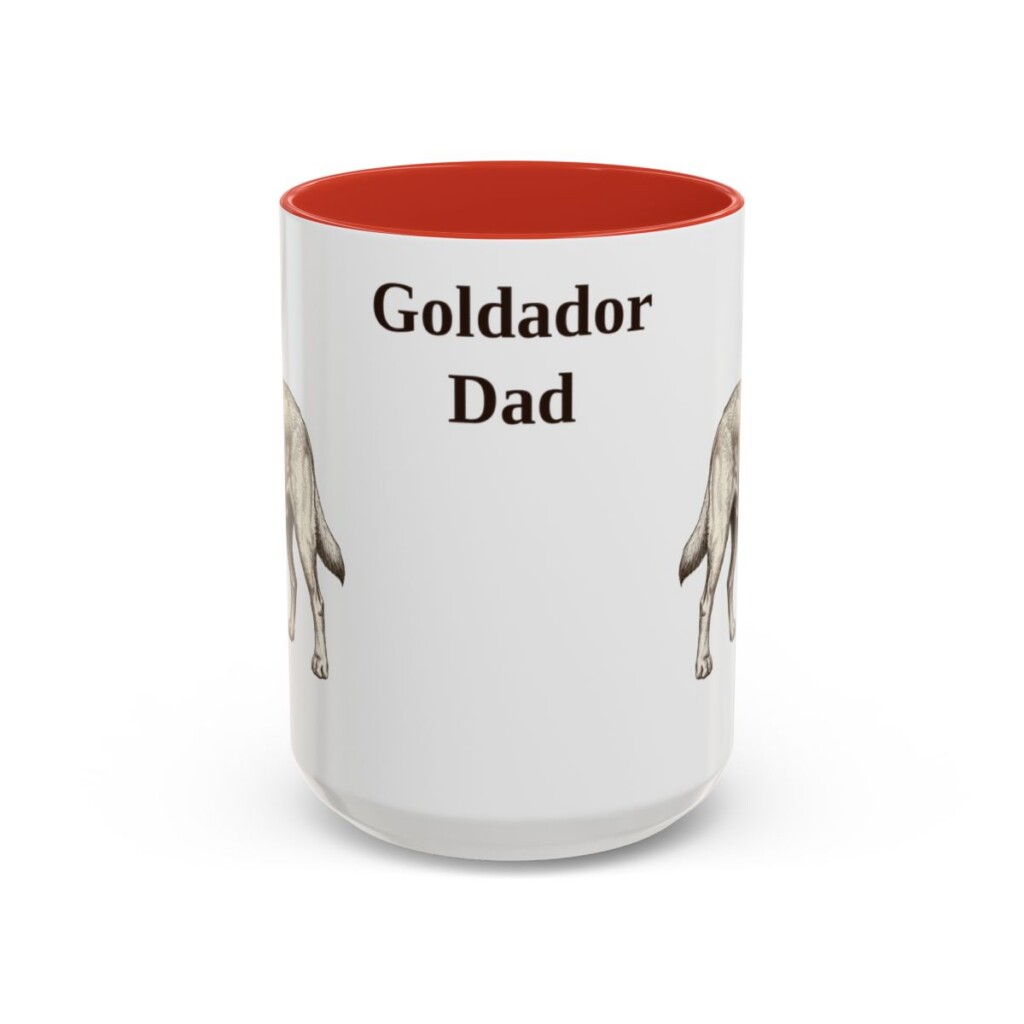 15oz Goldador Dog Dad Mug, Red, front view