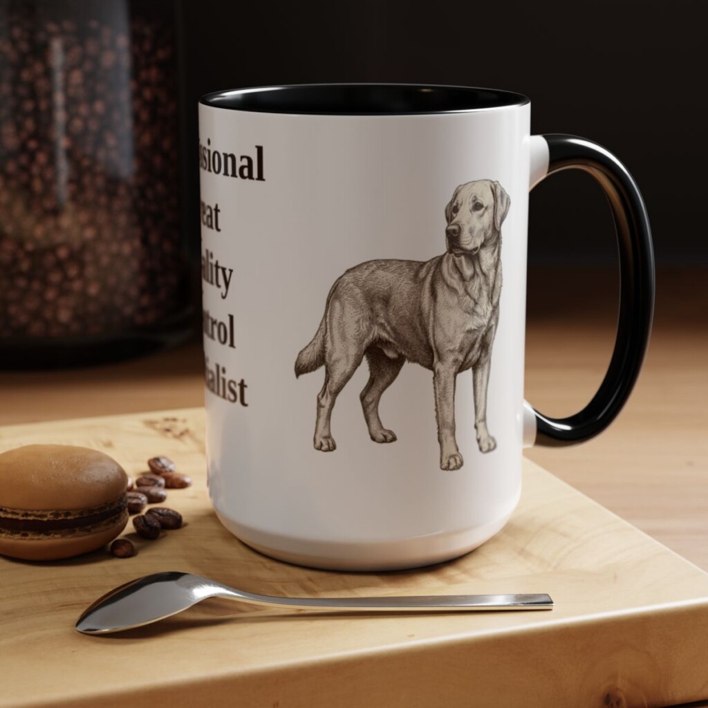 15oz-goldador-mug-humor-black 15oz Funny Goldador Mug, Black, lifestyle photo