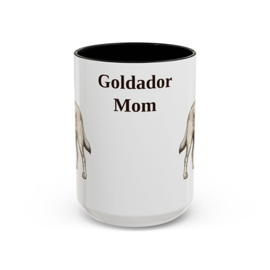 15oz Goldador Dog Mom Mug, Black, front view