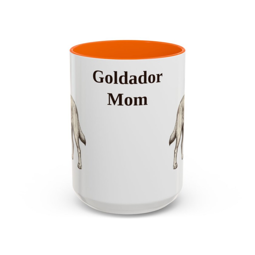 15oz Goldador Dog Mom Mug, Orange, front view
