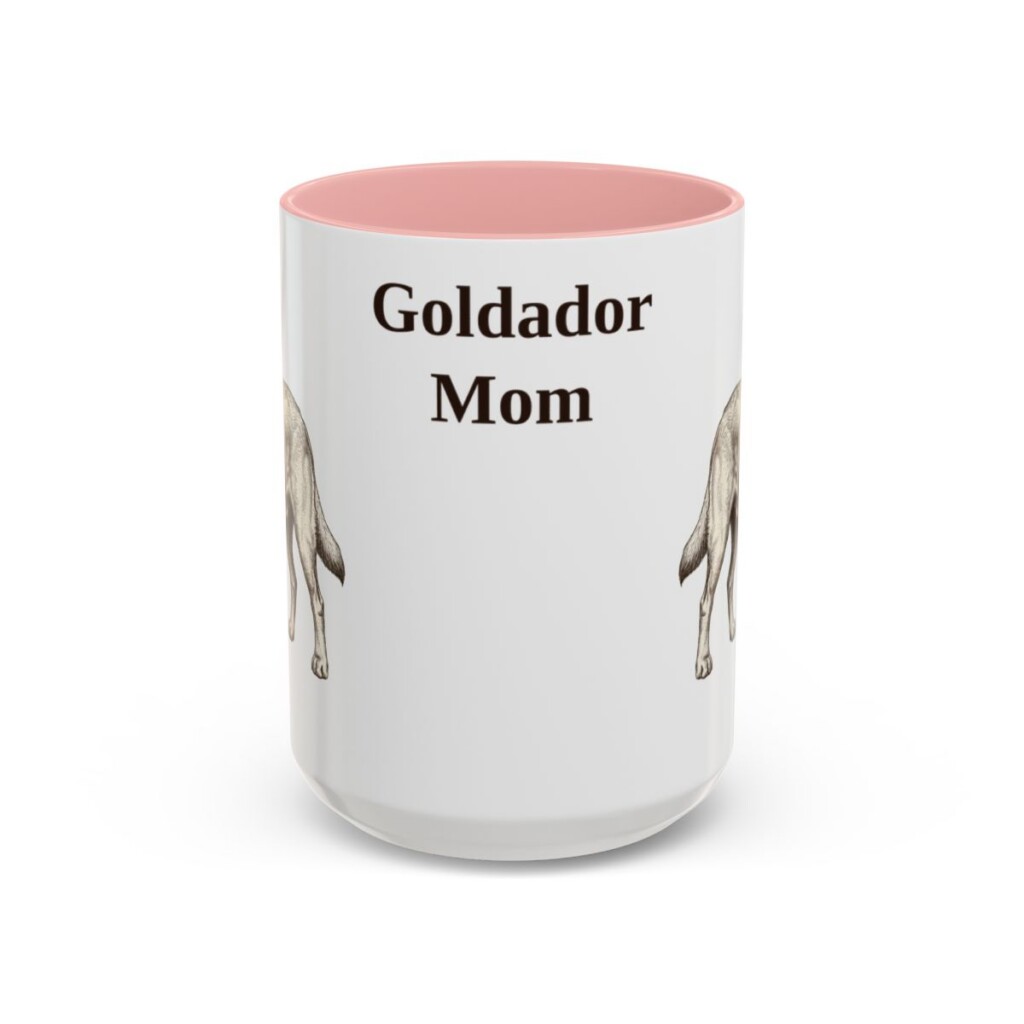15oz Goldador Dog Mom Mug, Pink, front view