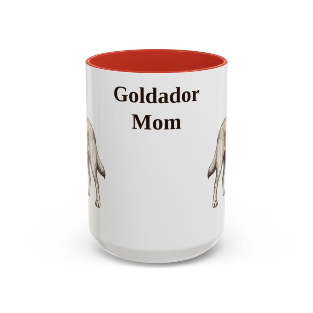 15oz Goldador Dog Mom Mug, Red, front view