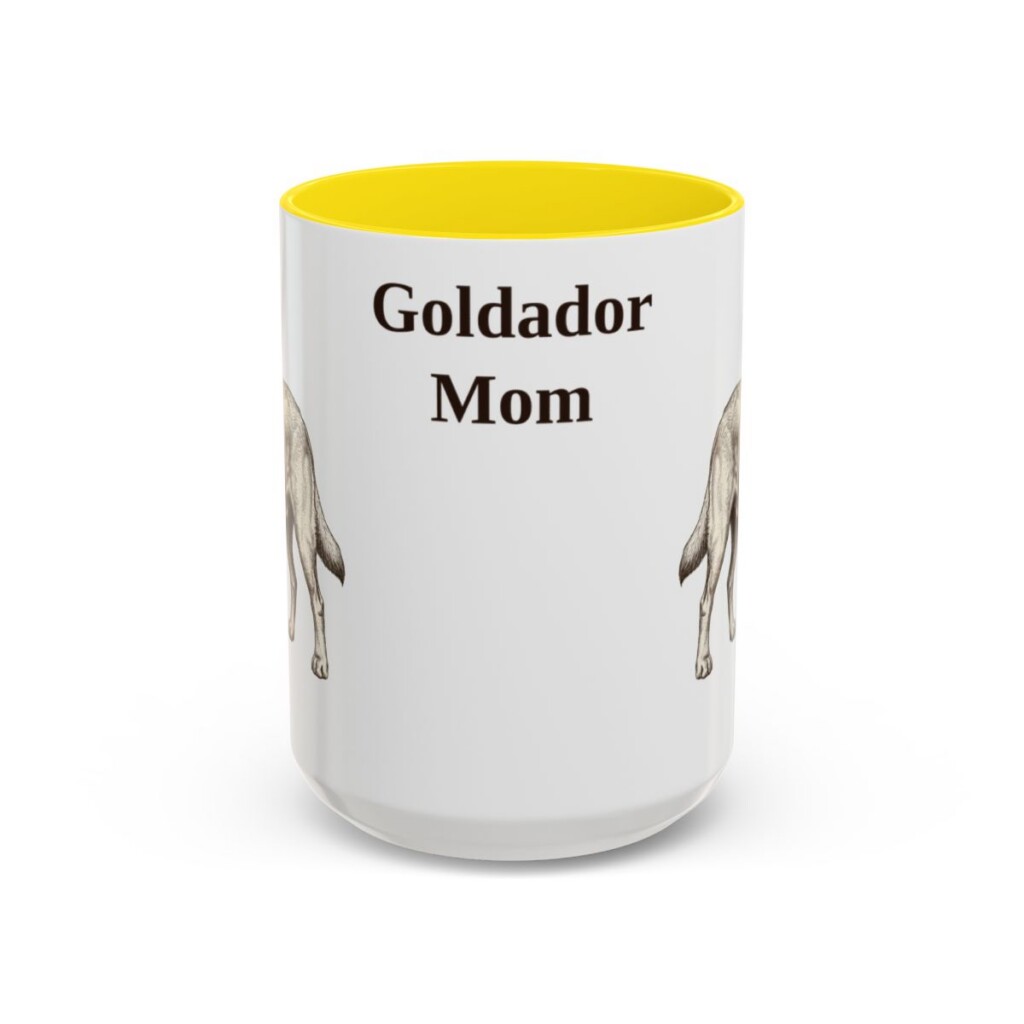 15oz Goldador Dog Mom Mug, Yellow, front view