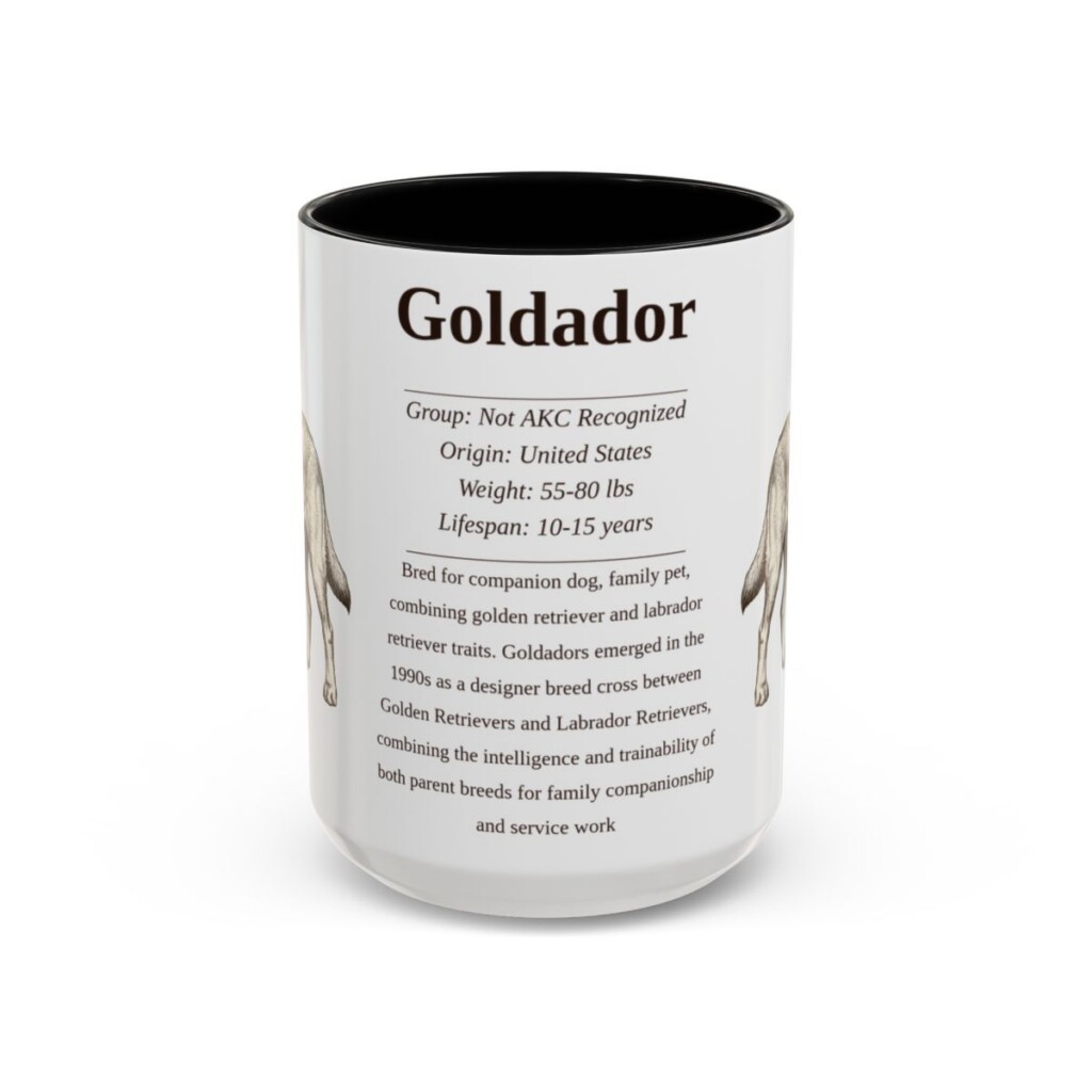 15oz Goldador Mug, Black, front view