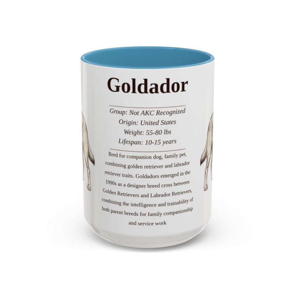15oz Goldador Mug, Light Blue, front view
