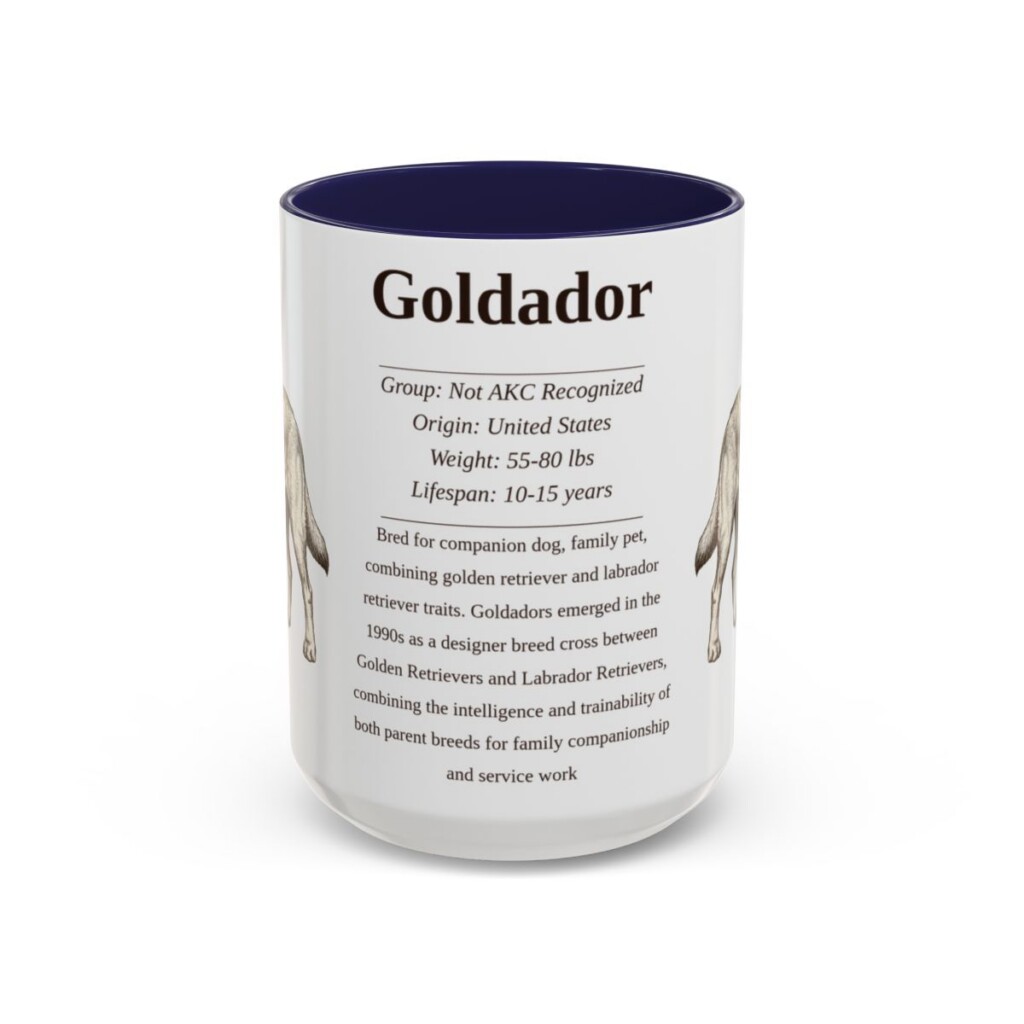 15oz Goldador Mug, Navy, front view