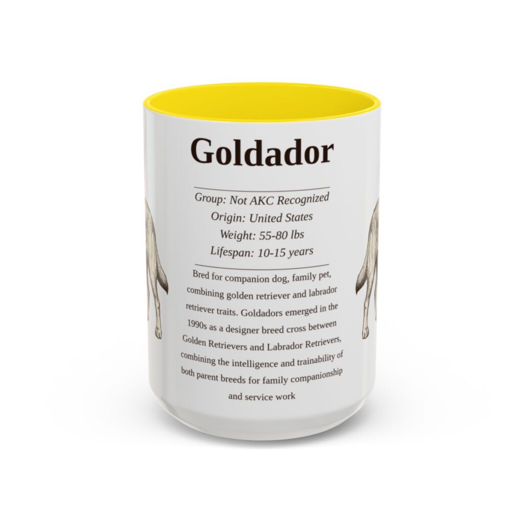 15oz Goldador Mug, Yellow, front view