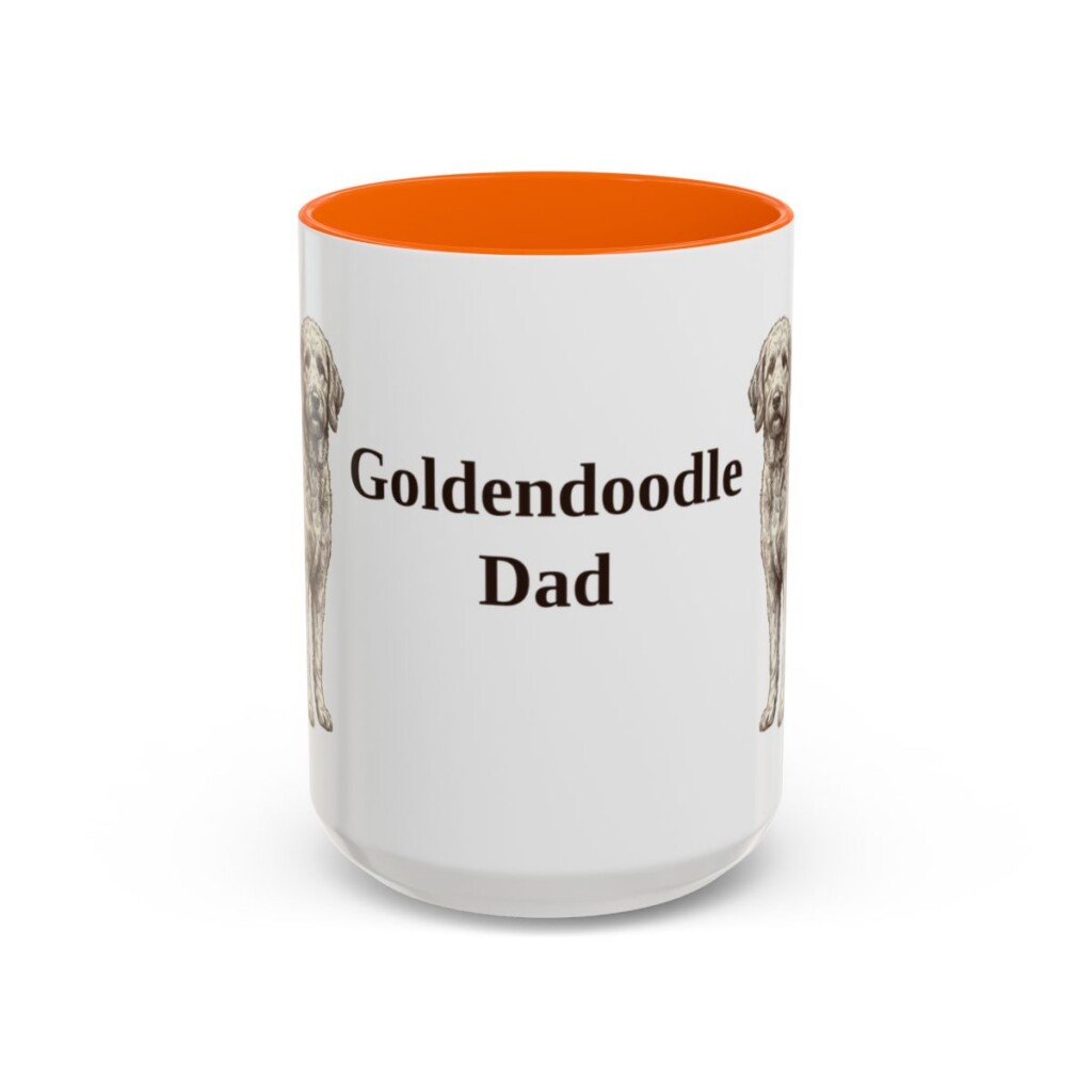 15oz Goldendoodle Dog Dad Mug, Orange, front view