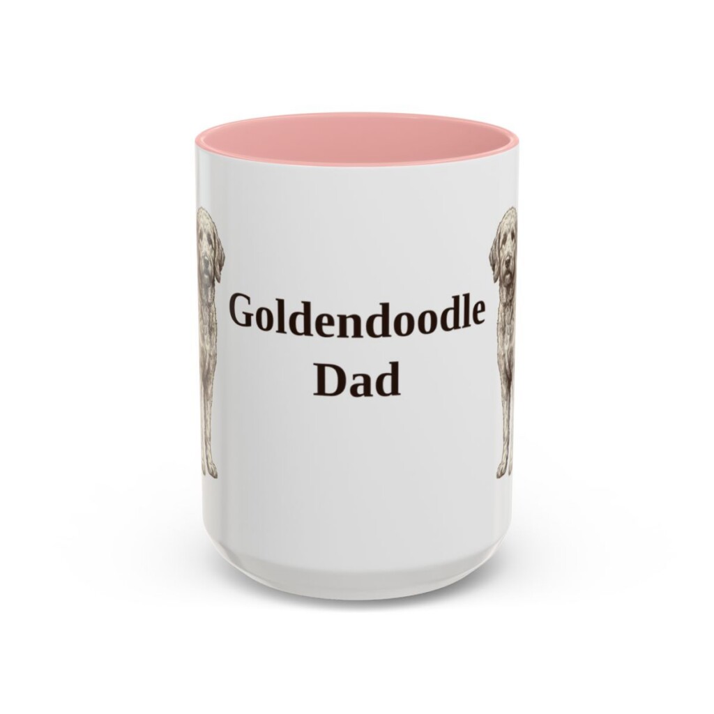 15oz Goldendoodle Dog Dad Mug, Pink, front view