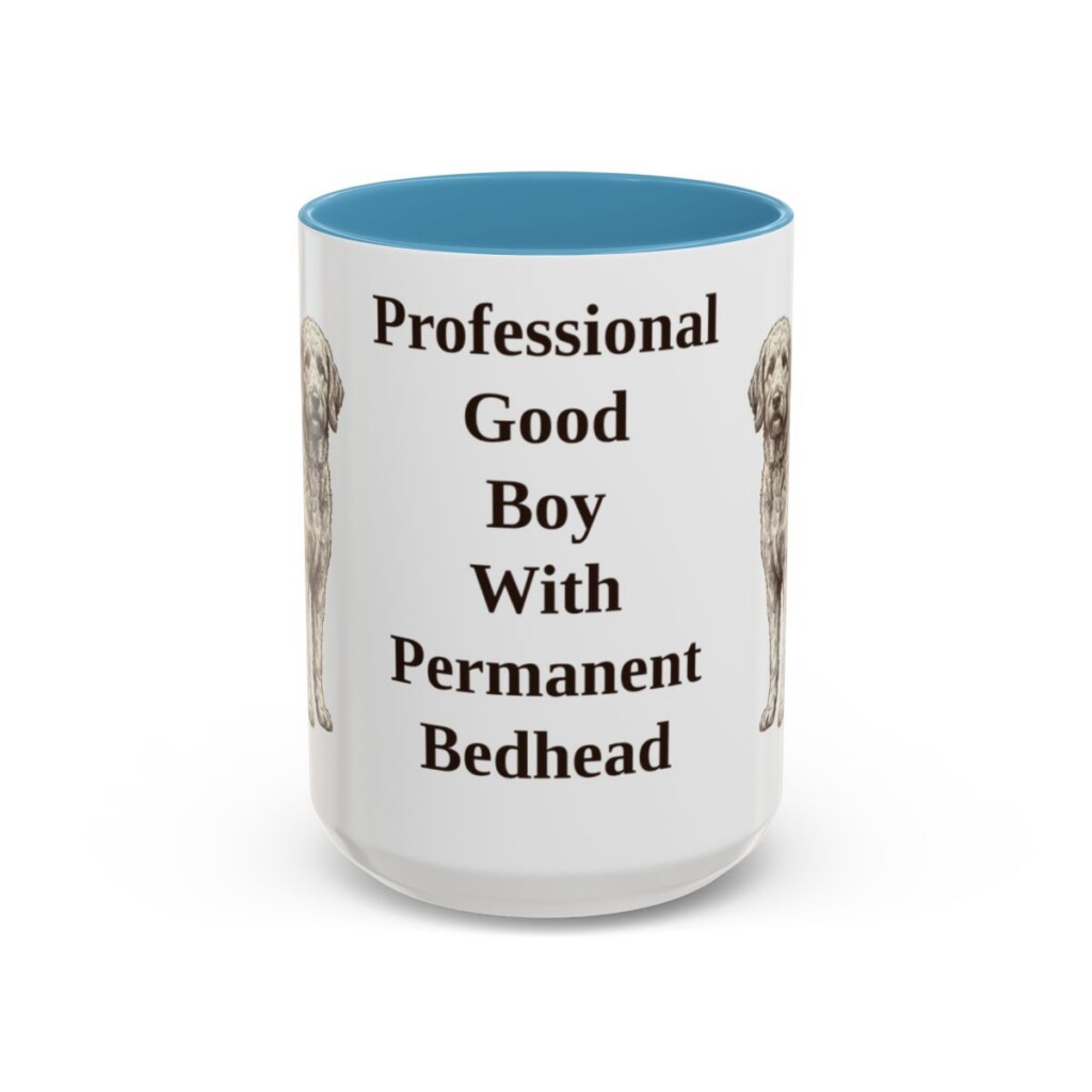 15oz Funny Goldendoodle Mug, Light Blue, front view