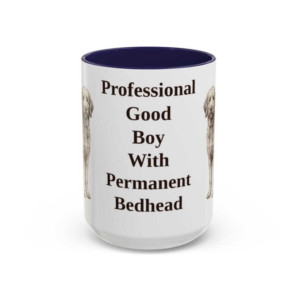 15oz Funny Goldendoodle Mug, Navy, front view