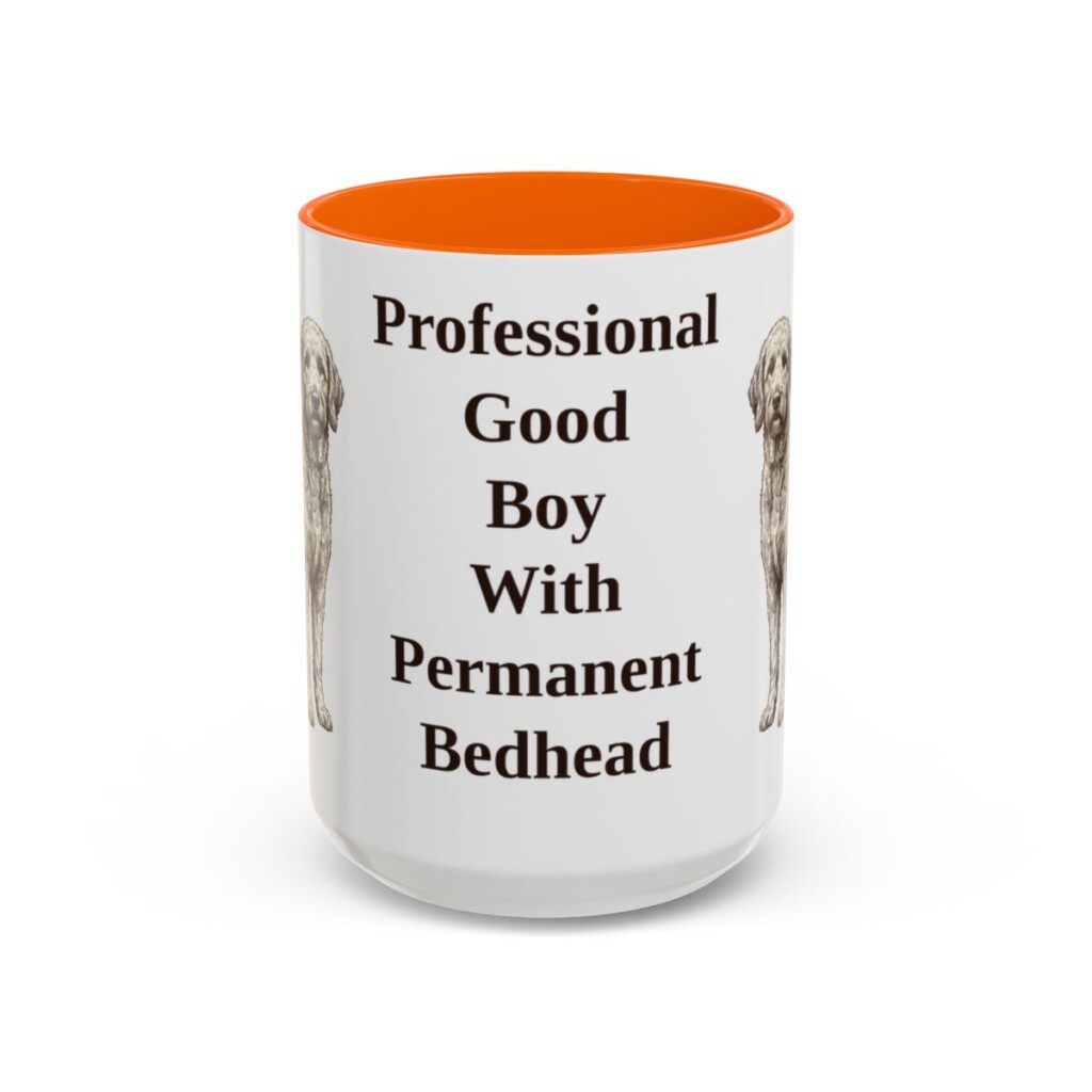 15oz Funny Goldendoodle Mug, Orange, front view