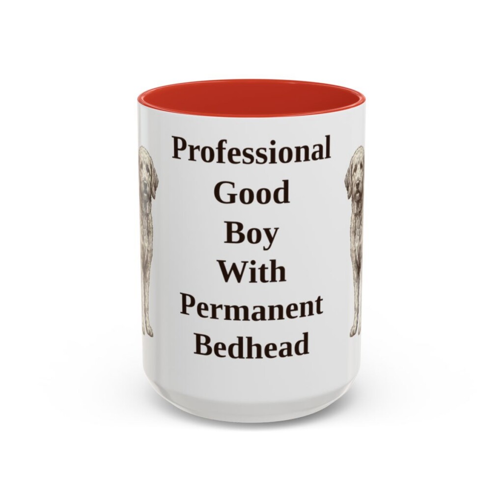 15oz Funny Goldendoodle Mug, Red, front view