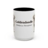 15oz Goldendoodle Latin Mug, Black, front view