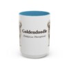 15oz Goldendoodle Latin Mug, Light Blue, front view