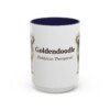 15oz Goldendoodle Latin Mug, Navy, front view