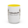 15oz Goldendoodle Latin Mug, Yellow, front view