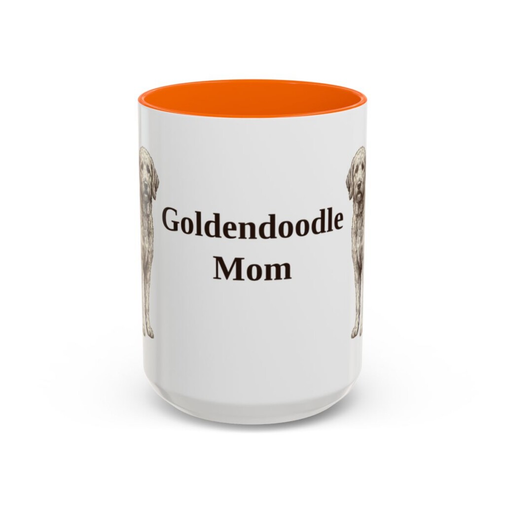 15oz-goldendoodle-mug-mom-orange 15oz Goldendoodle Dog Mom Mug, Orange, front view