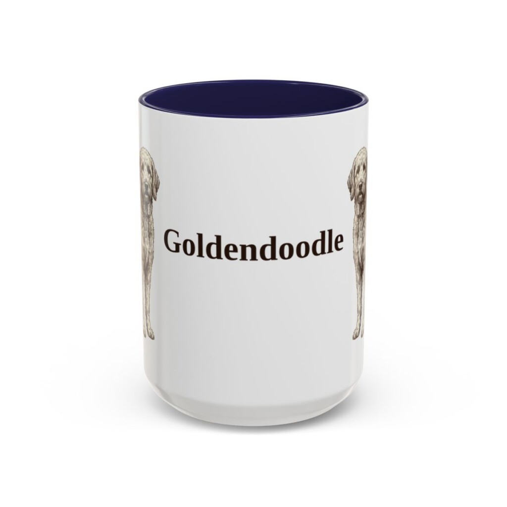 15oz Goldendoodle Mug, Navy, front view