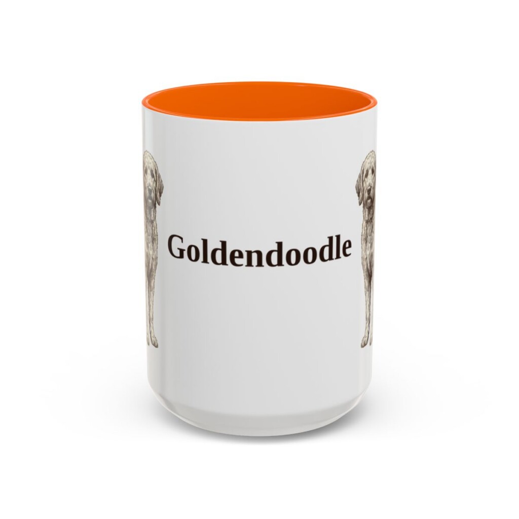 15oz Goldendoodle Mug, Orange, front view