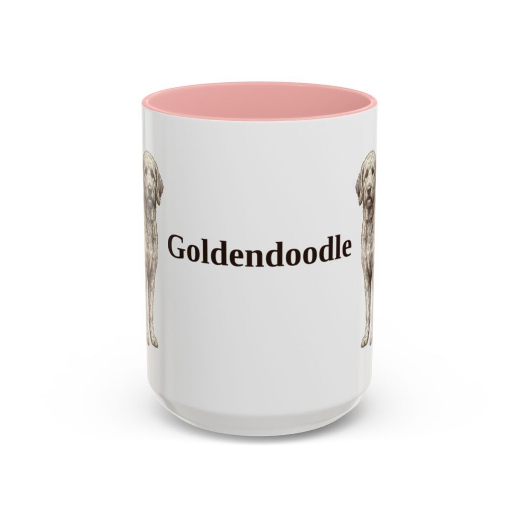 15oz Goldendoodle Mug, Pink, front view