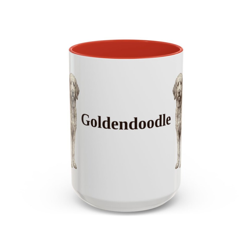 15oz Goldendoodle Mug, Red, front view