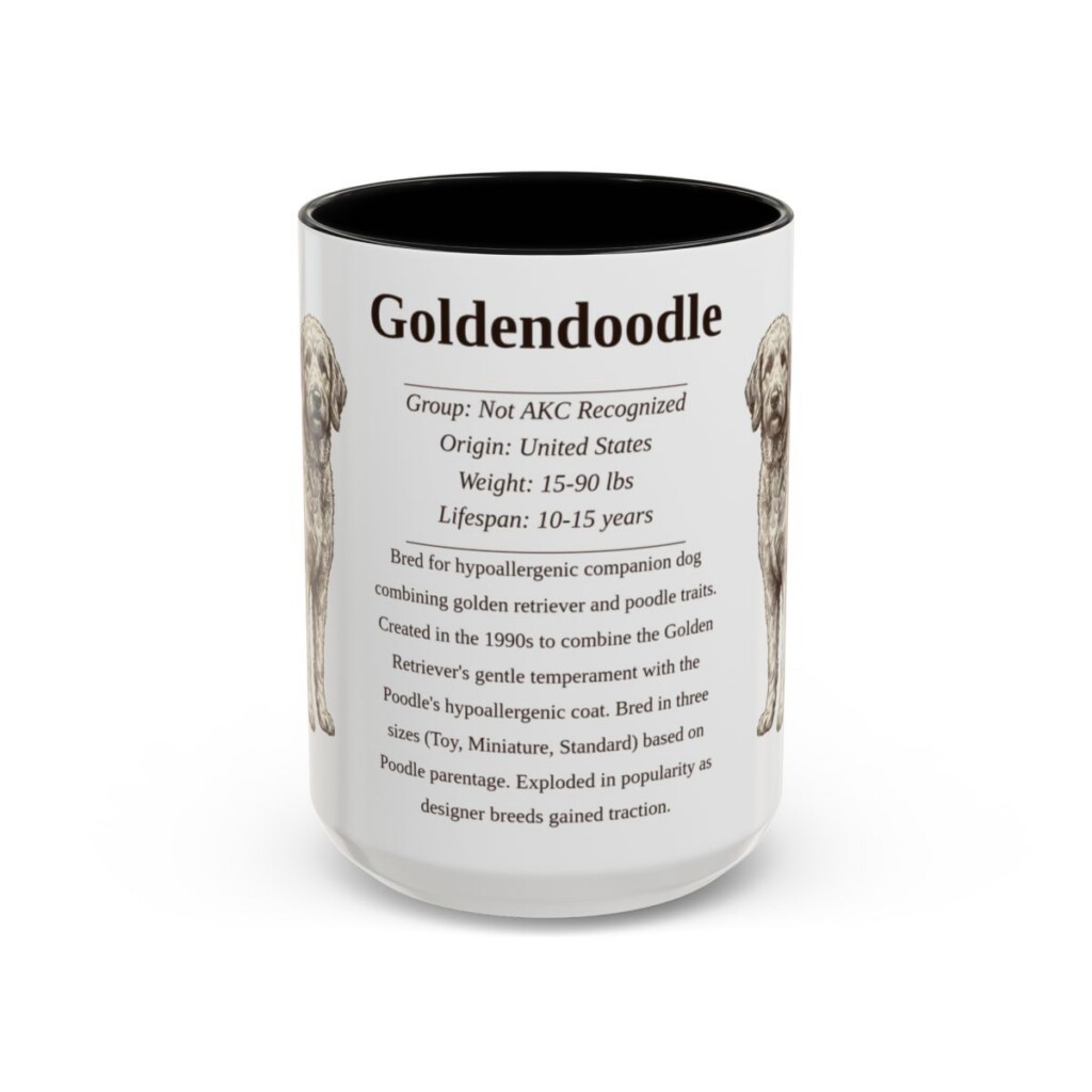 15oz Goldendoodle Mug, Black, front view