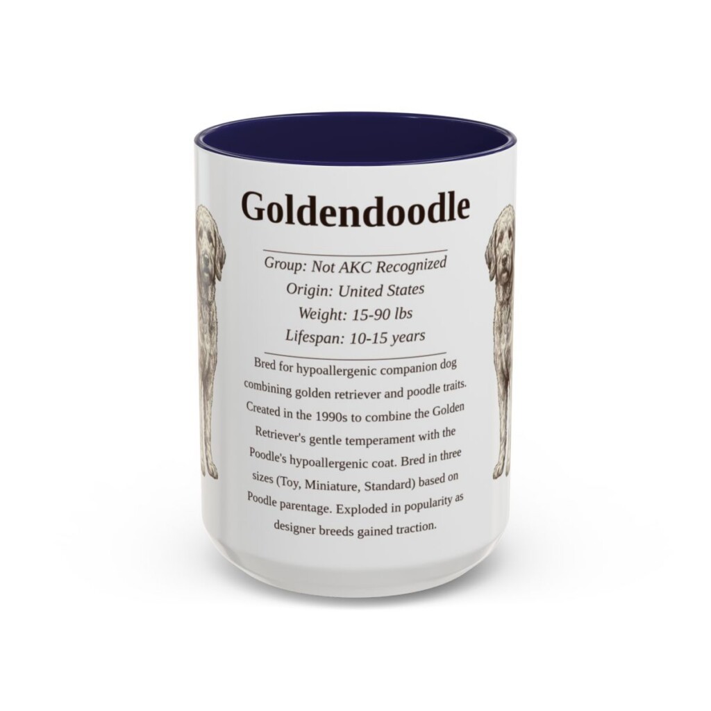 15oz Goldendoodle Mug, Navy, front view