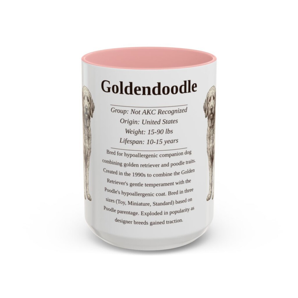 15oz Goldendoodle Mug, Pink, front view