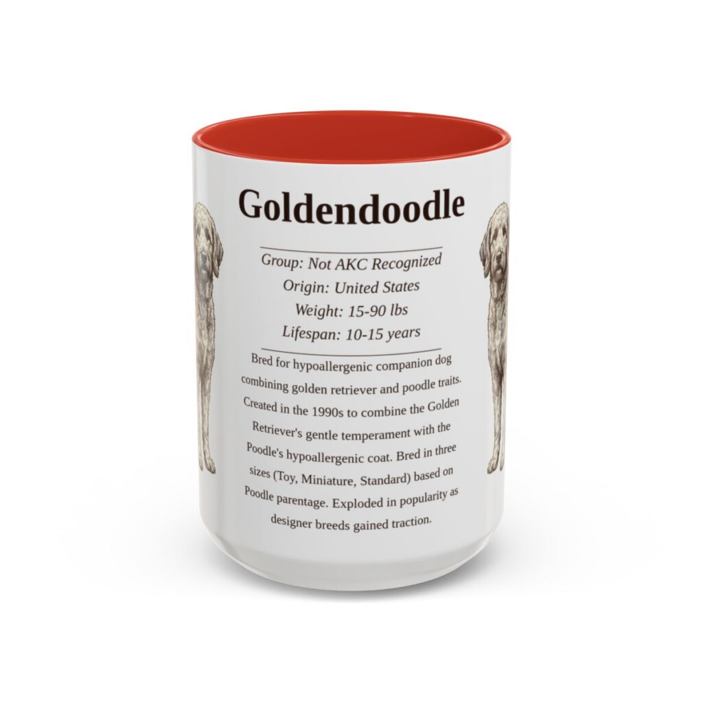 15oz Goldendoodle Mug, Red, front view