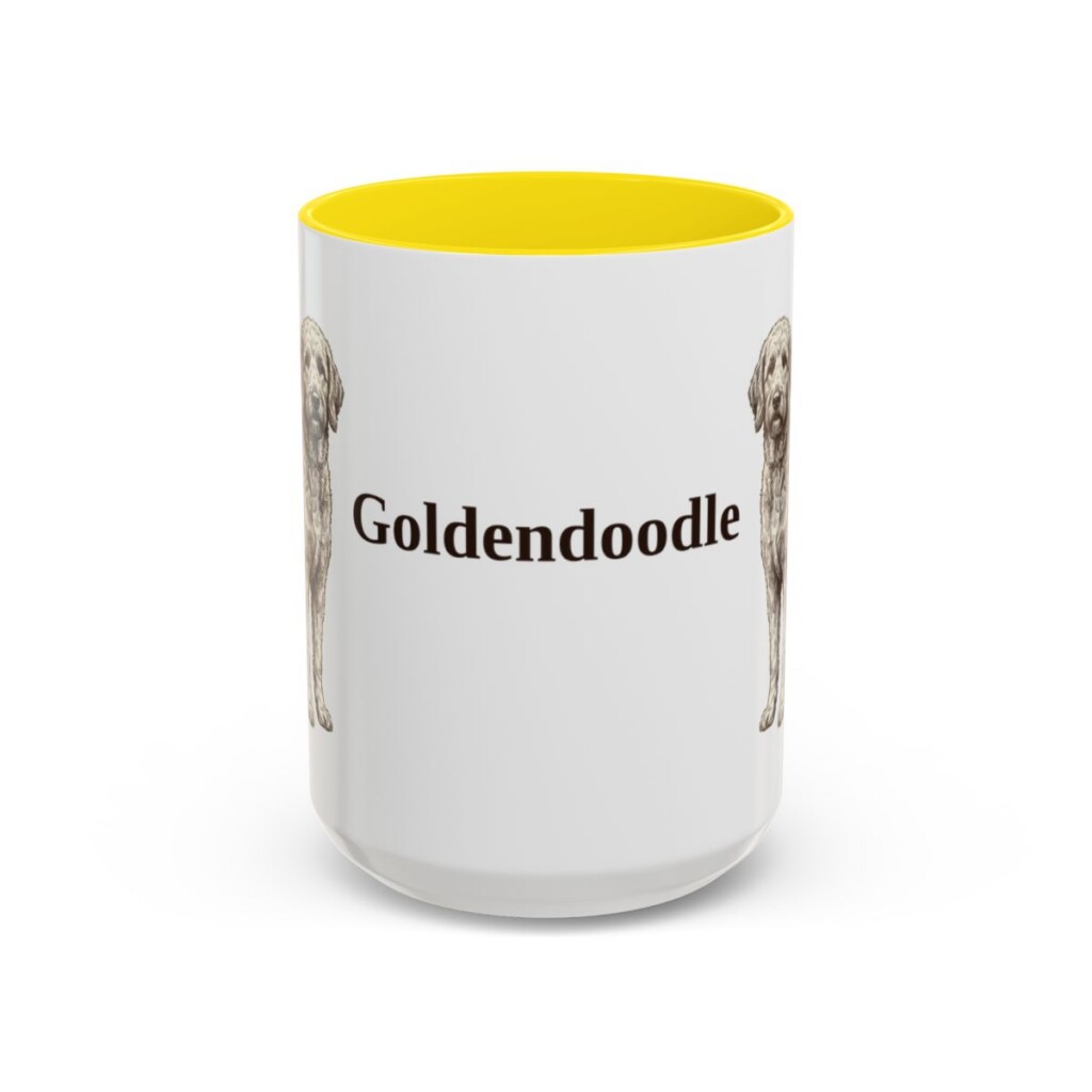 15oz Goldendoodle Mug, Yellow, front view
