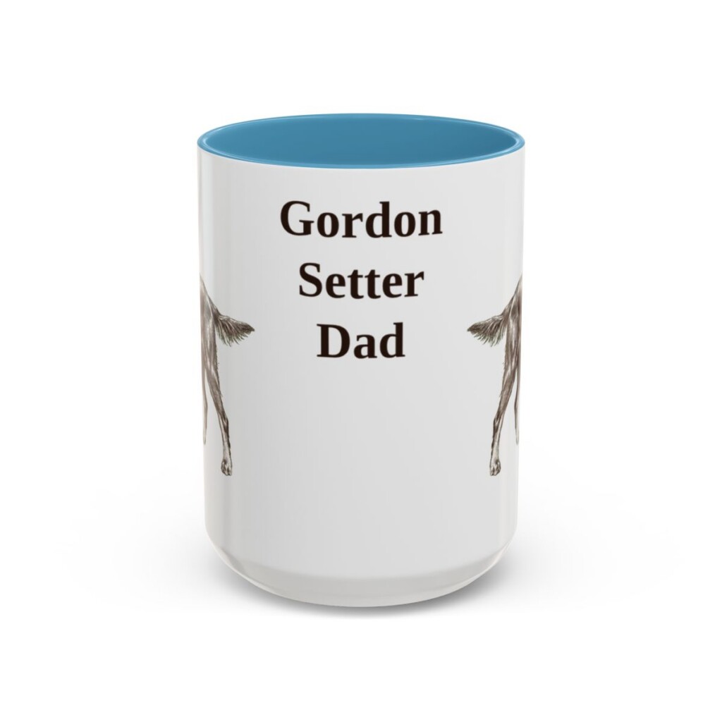15oz Gordon Setter Dog Dad Mug, Light Blue, front view