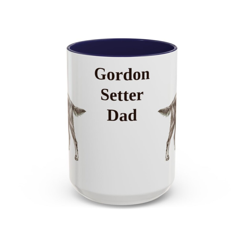 15oz Gordon Setter Dog Dad Mug, Navy, front view