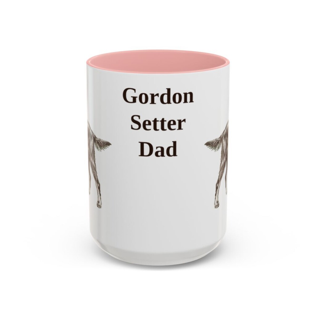 15oz Gordon Setter Dog Dad Mug, Pink, front view