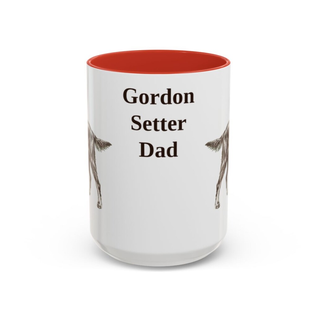 15oz Gordon Setter Dog Dad Mug, Red, front view