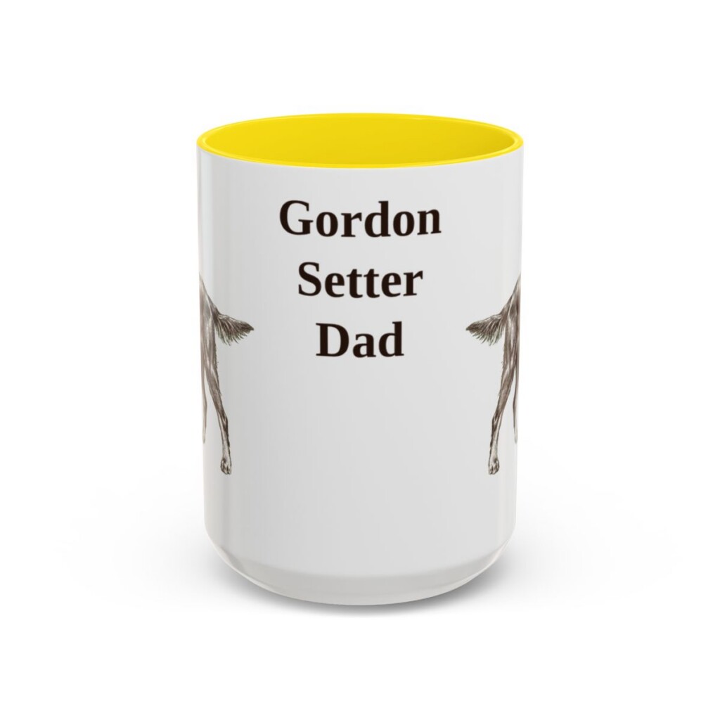 15oz Gordon Setter Dog Dad Mug, Yellow, front view