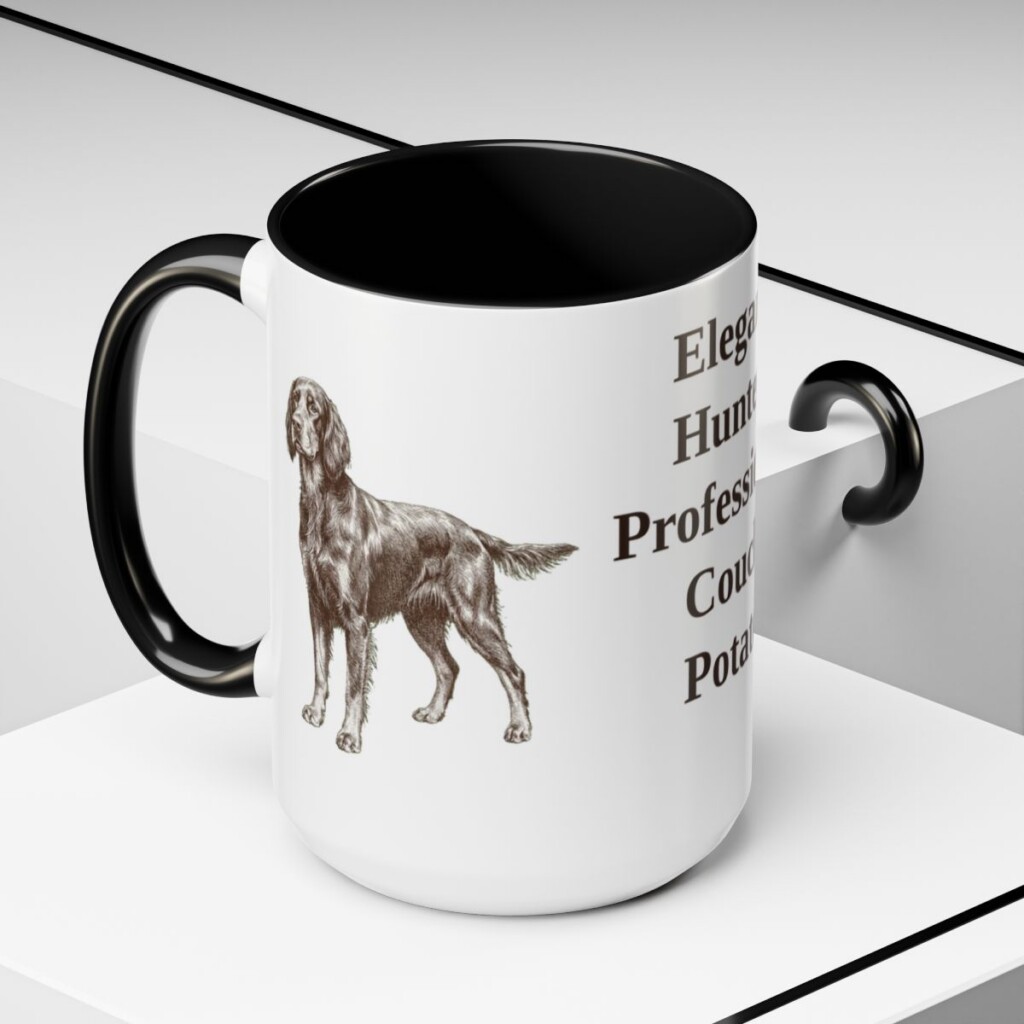 15oz-gordon-setter-mug-humor-black-context-2 15oz Funny Gordon Setter Mug, Black, lifestyle photo