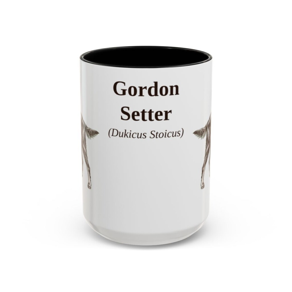 15oz Gordon Setter Latin Mug, Black, front view