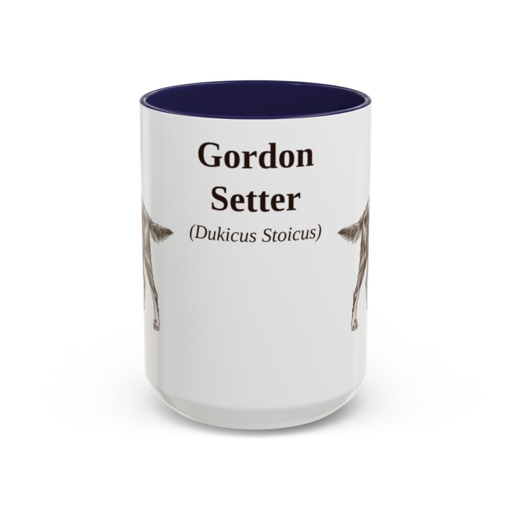 15oz Gordon Setter Latin Mug, Navy, front view
