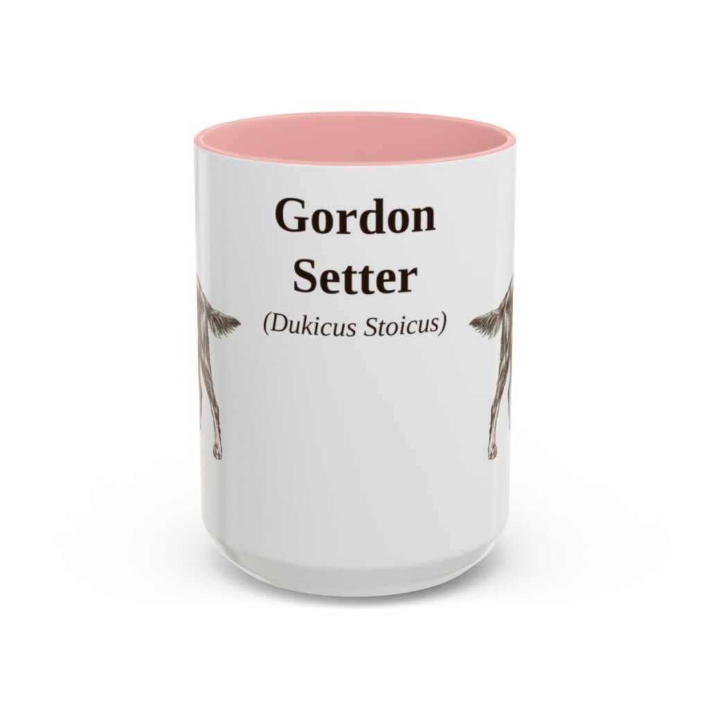 15oz Gordon Setter Latin Mug, Pink, front view