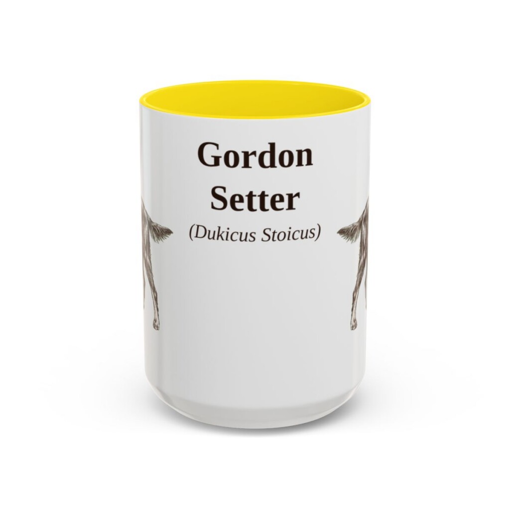 15oz Gordon Setter Latin Mug, Yellow, front view