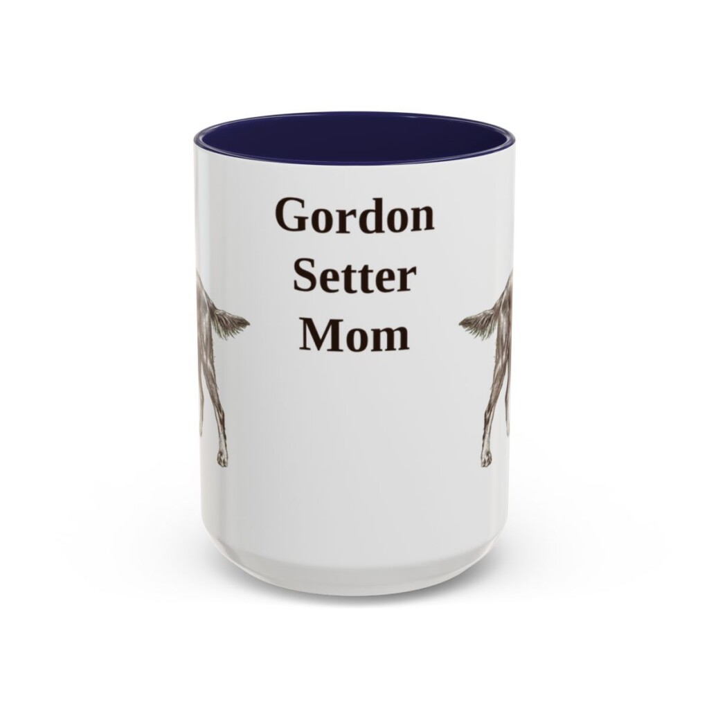 15oz Gordon Setter Dog Mom Mug, Navy, front view