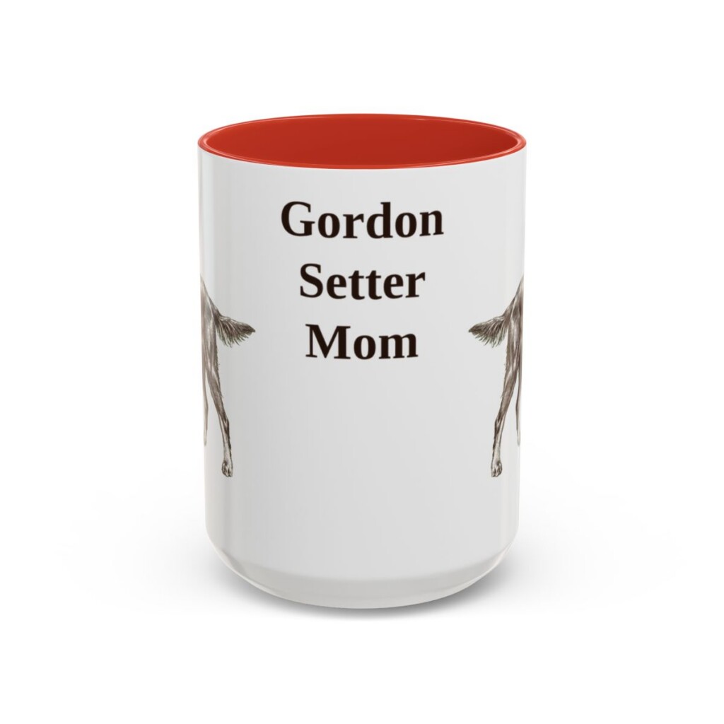 15oz Gordon Setter Dog Mom Mug, Red, front view