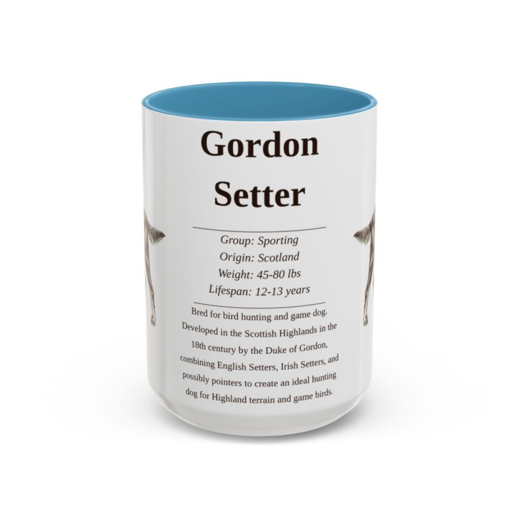 15oz Gordon Setter Mug, Light Blue, front view