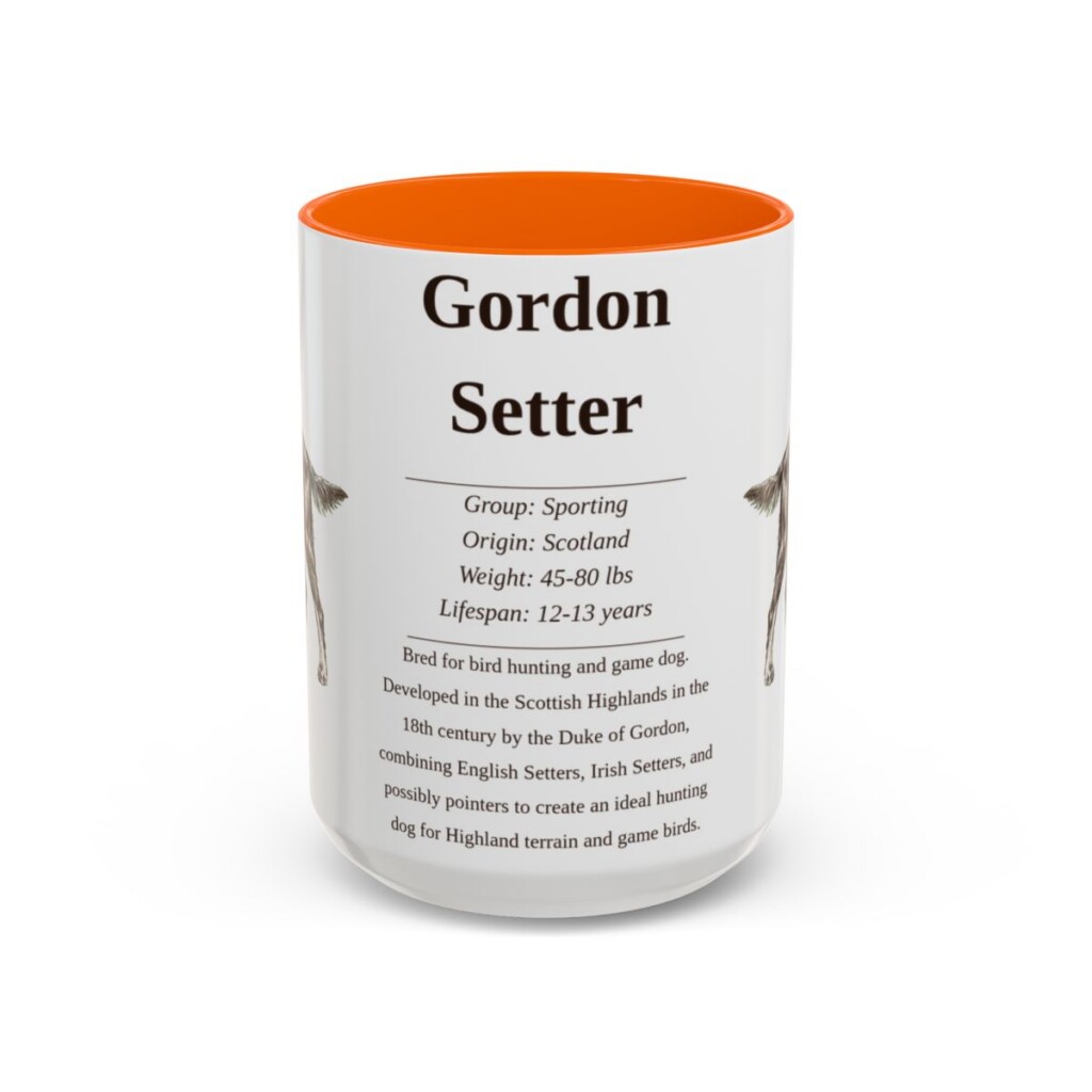 15oz Gordon Setter Mug, Orange, front view
