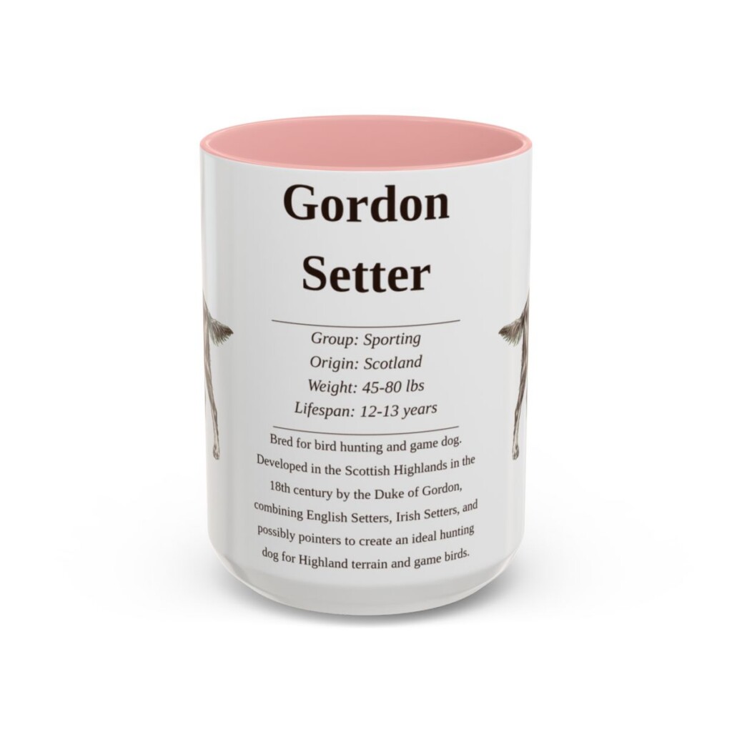 15oz Gordon Setter Mug, Pink, front view