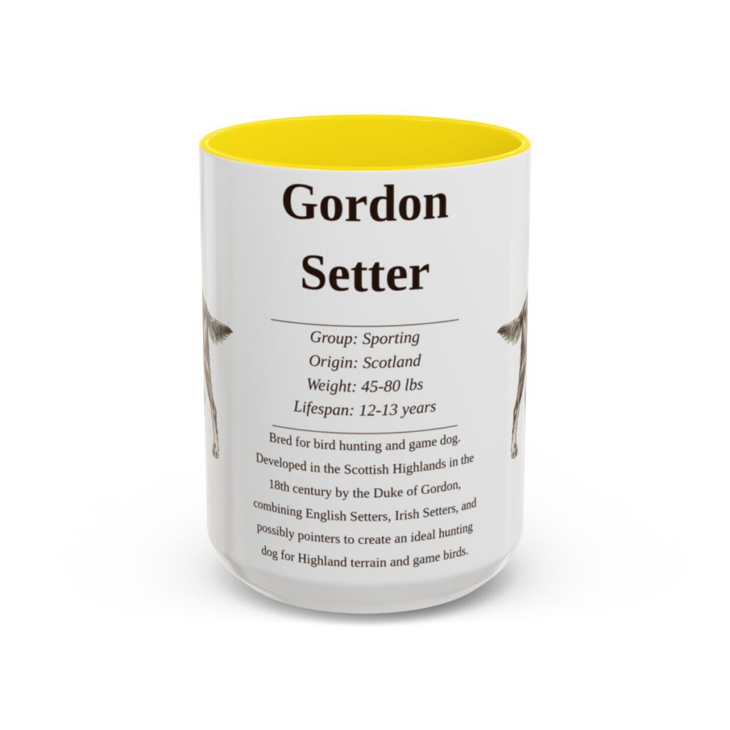 15oz Gordon Setter Mug, Yellow, front view
